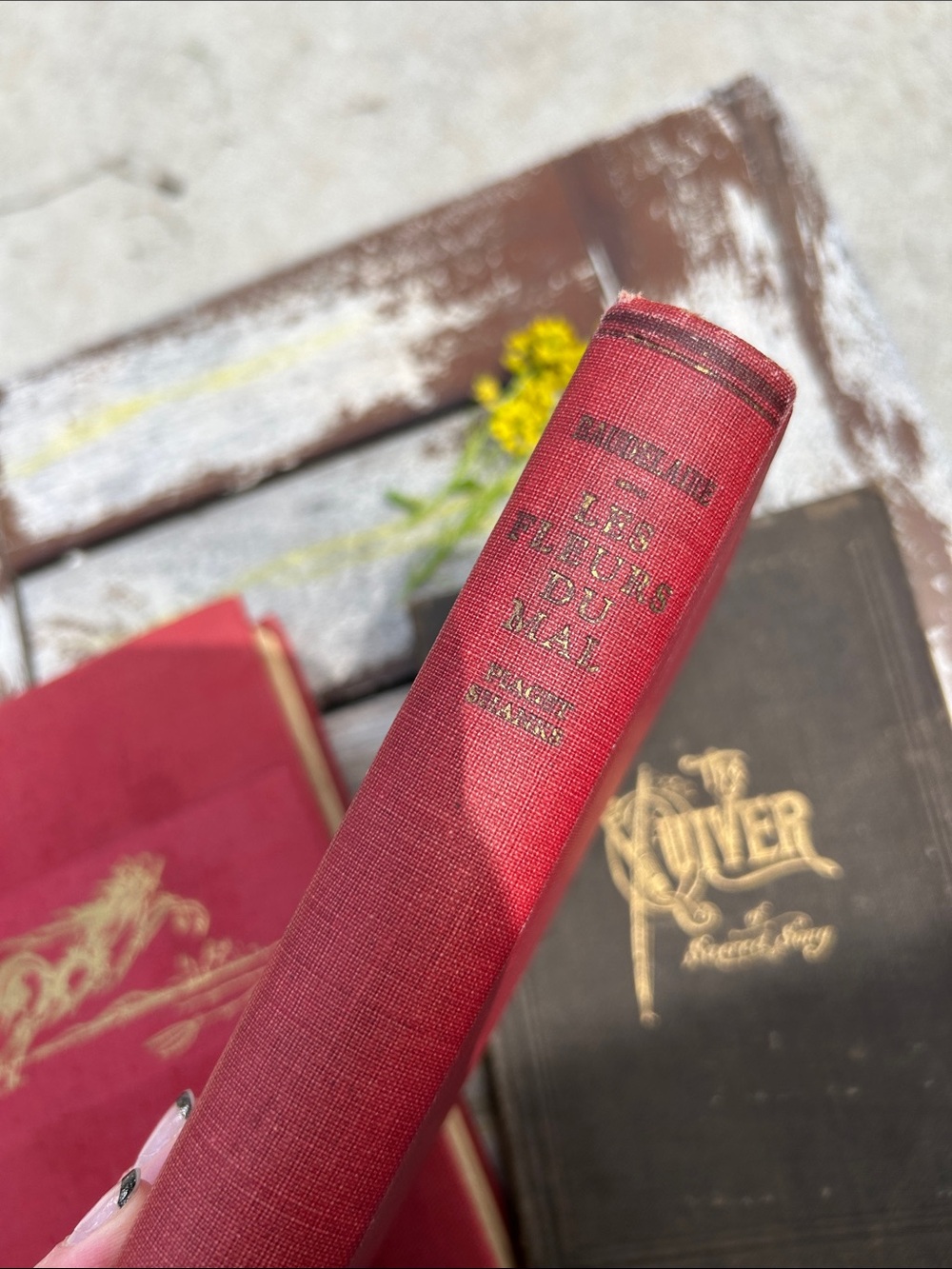 Vintage Red Clothbound Book - 'Les Fleurs du Mal'